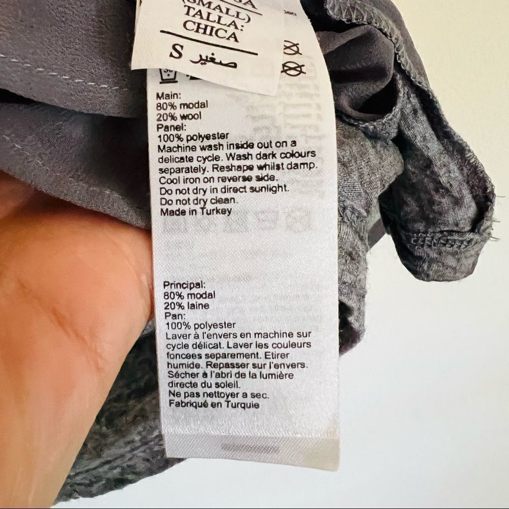 All saints Women's Gray Long Sleeve Side Slit Top Size Small - Picture 9 of 9
